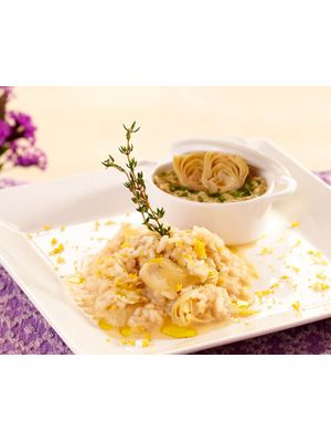 Risoto de Alcachofra com Raspas de Limão