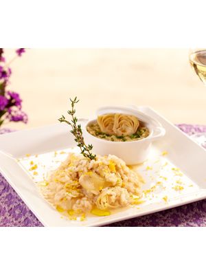 Risoto de Alcachofra com Raspas de Limião